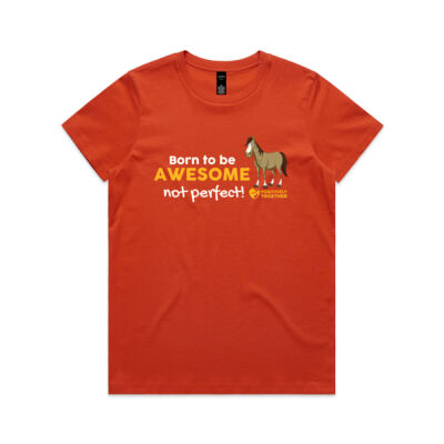 Born to be awesome HORSE  - Womens Maple Tee Thumbnail